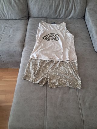 Pijama verano mujer beige
