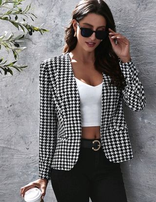 Chaqueta pata de gallo blanco y negro