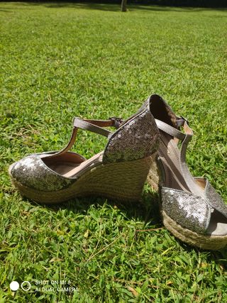 Alpargatas plata brillantes