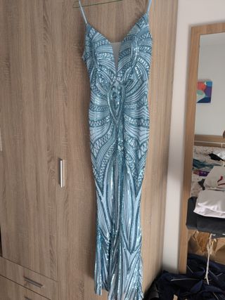 Vestido ceremonia lentejuelas azul