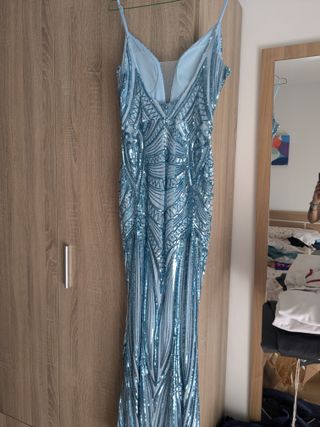 Vestido ceremonia lentejuelas azul