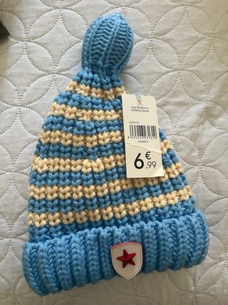 Gorro rayas para niño azul y beige