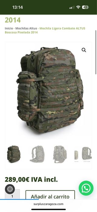 Mochila Ligera Combate ALTUS Boscosa Pixelada 55L