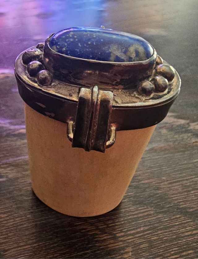 Pastillero vintage indio marfil/plata