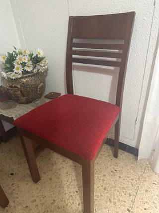 x4 Sillas Comedor Madera Roja