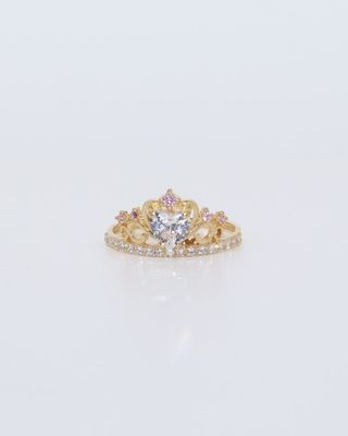 Anillo Corona Circonitas Rosa - Oro 18k