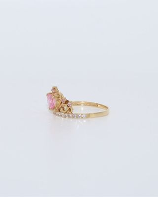 Anillo Corona Circonitas Rosa - Oro 18k