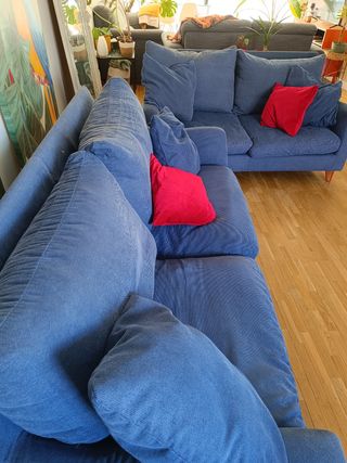 Sofás azules de tela - 2 y 3 plazas