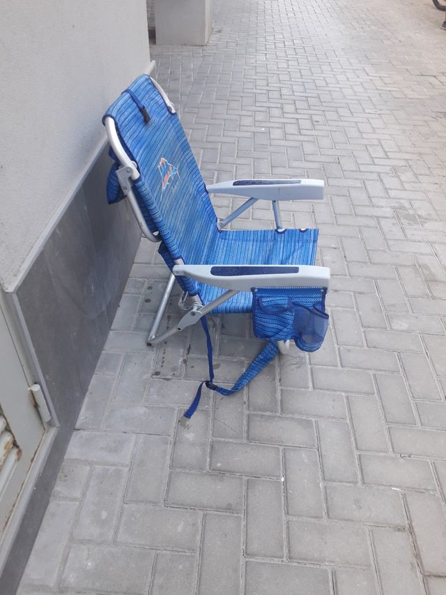 Silla playa azul plegable