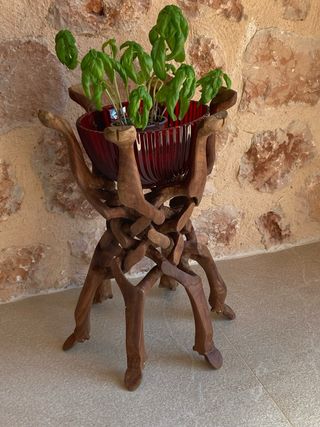 Soporte Madera de rosal para maceta