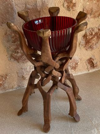 Soporte Madera de rosal para maceta