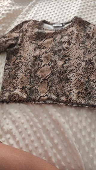 Top serpiente beige-marrón