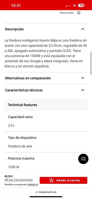 Freidora de aire Xiaomi