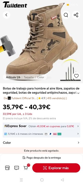 Botas de trabajo tipo militar. talla 42.A estrenar