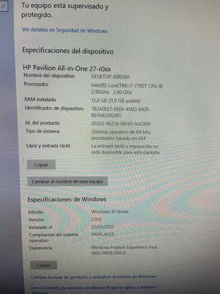 Ordenador HP All in One 27”