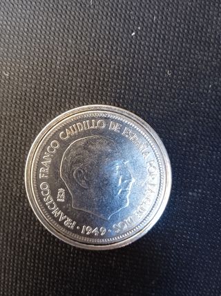 Moneda 5 pesetas Franco 1949
