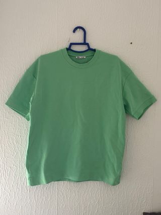 Camiseta Zara verde algodón