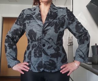 Americana floral L - Negra y Gris