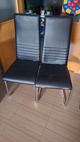 3 sillas comedor Edwin - piel sintética negra
