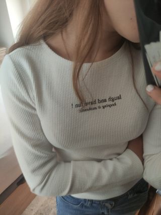 Top Zara blanco - manga larga