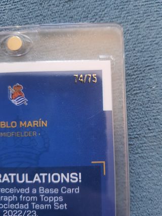 Cromo Pablo Marín Topps Auto numerada a 75