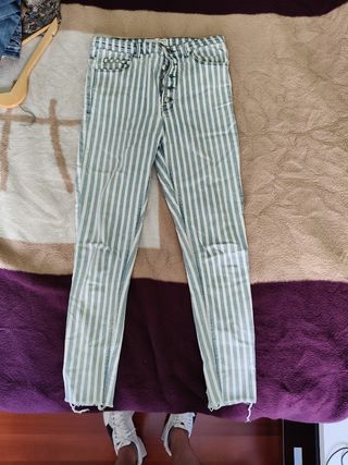 Jeans Rayas Azul Blanco