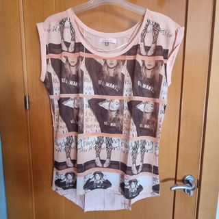 Camiseta Bershka L - Rosa Beige