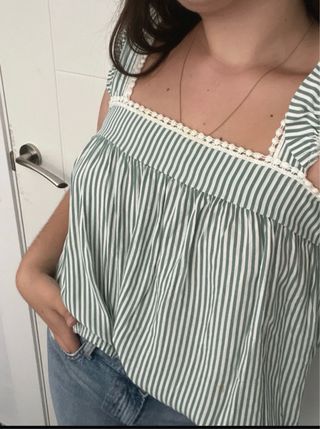 Blusa rayas verde blanco