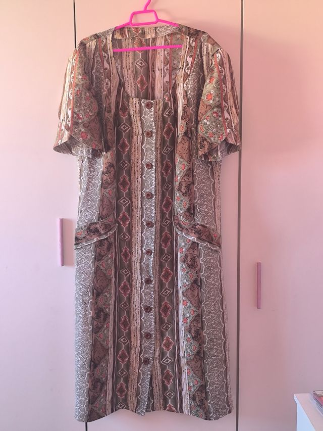 Vestido largo XXL marrón multicolor