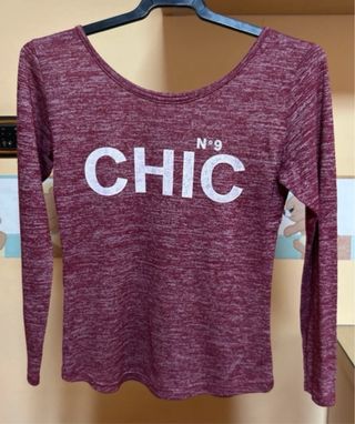 Camiseta Chic manga larga burdeos