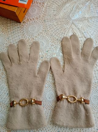 Guantes beige mujer talla M