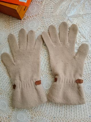 Guantes beige mujer talla M