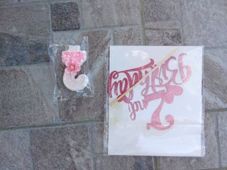 Candela e topper torta 2 anni rosa