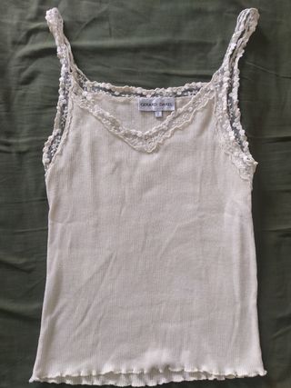 Top Gerard Darel blanco encaje talla S