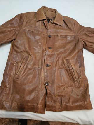 Chaquetón piel marrón