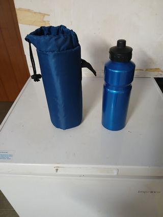 Borraccia termica blu + custodia