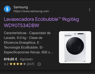 Lavadora-Secadora Samsung 9 kg lavado 6kg secado