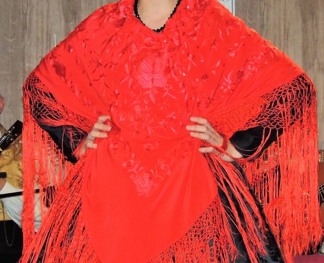 MANTÓN de seda bordado