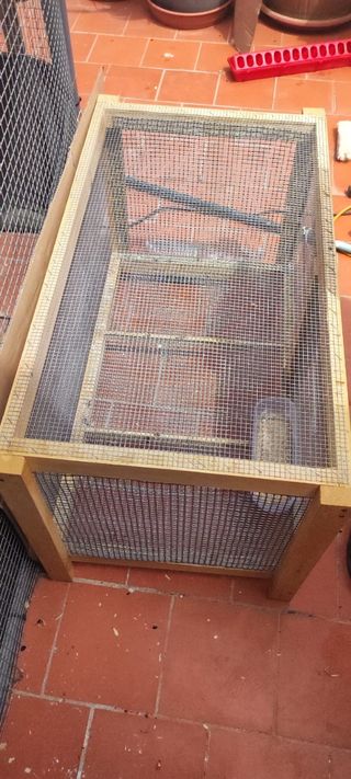 Jaula de pino macizo para aves, pollos, codornices