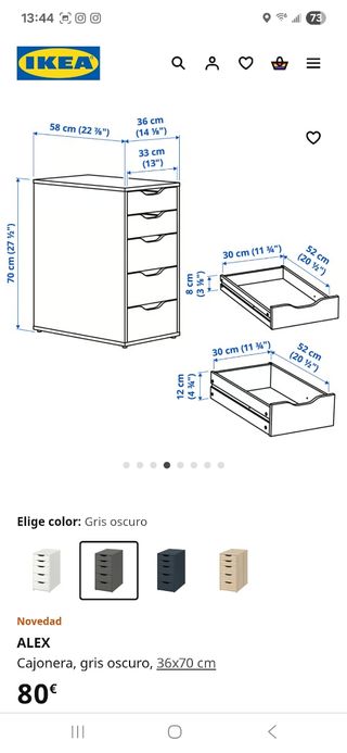 Cajonera ALEX IKEA - Gris oscuro