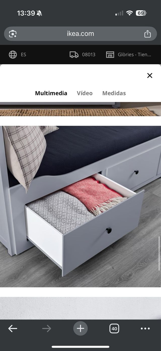 Cama supletoria Ikea con cajones