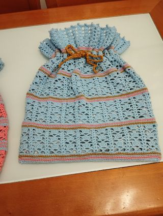 Porta abanico crochet azul