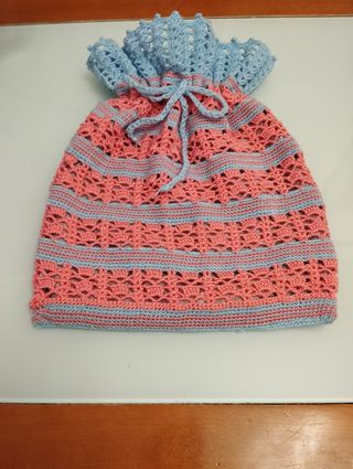 Porta abanico crochet azul