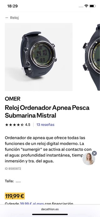 Kit buceo: cuchillo, reloj, linterna