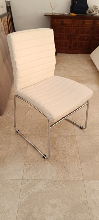 Silla Comedor Moderna - Beige y Plata