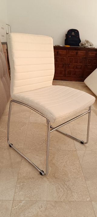 Silla Comedor Moderna - Beige y Plata