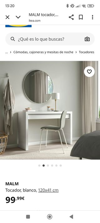 Tocador Ikea MALM + 2 apliques luz con 9 bombillas