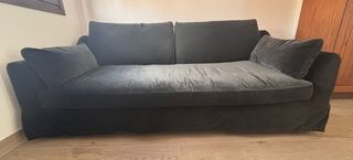 Sofá terciopelo negro como nuevo