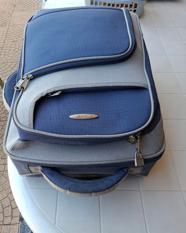 Valigia Trolley medio blu-grigio