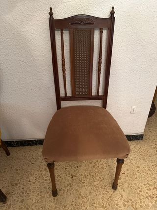 x8 sillas vintage madera - terciopelo